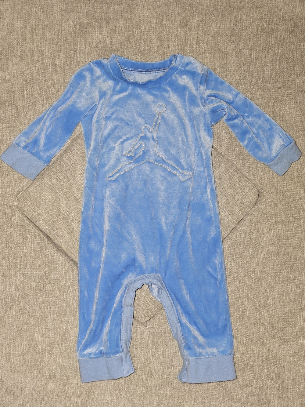 Jumpman Blue Plush Baby One-Piece Romper